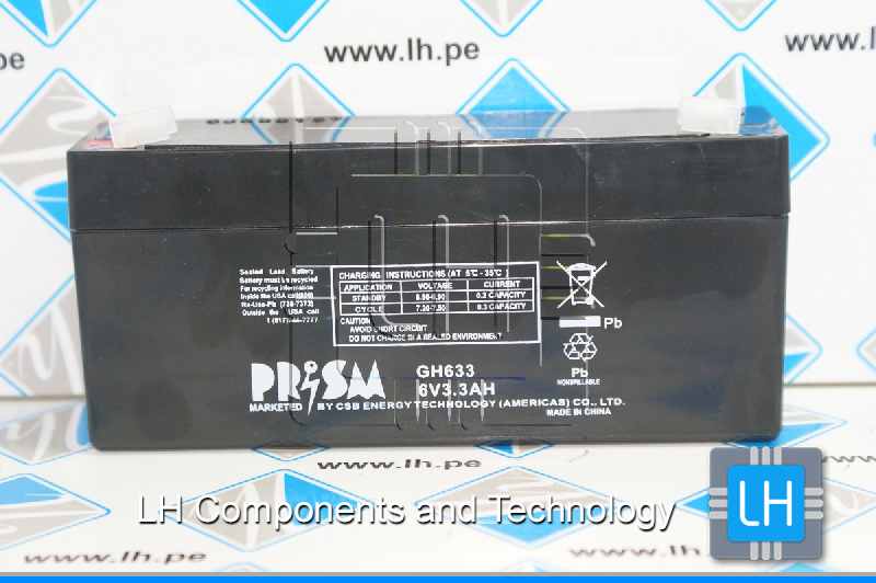 GH633            Prism GH 633 is a 6v 3.3Ah sealed rechargeable battery