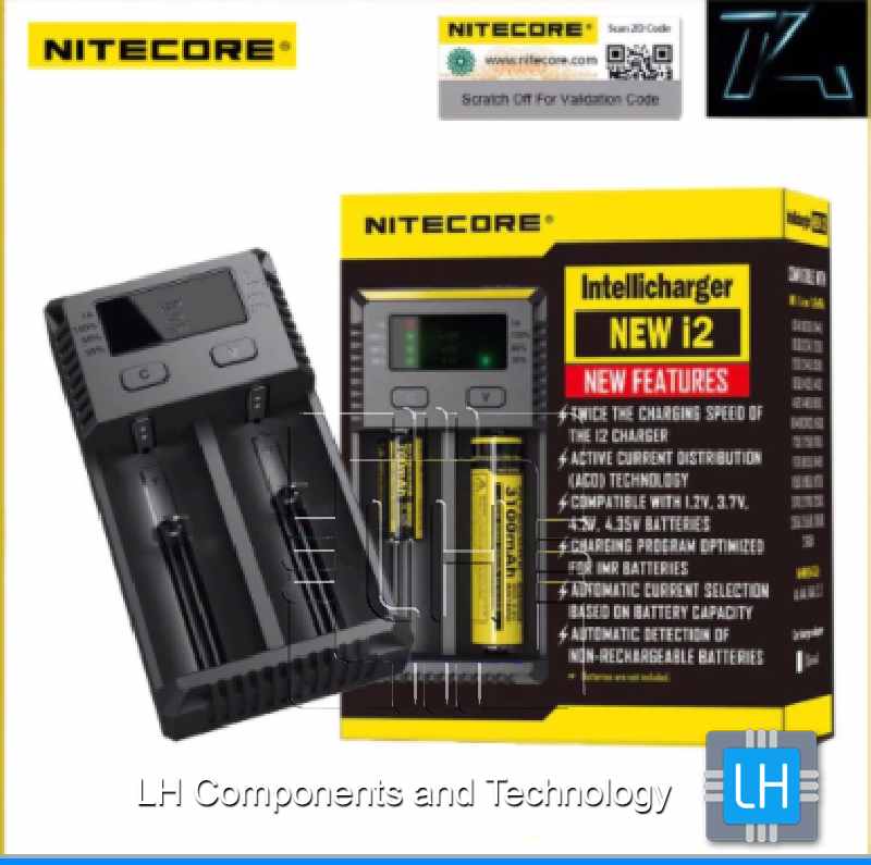 Intellicharger i2          Nitecore-Cargador de batería para teléfono móvil, dispositivo de carga inteligente i2 Nitecore para 16340 CR123A 10440 AA AAA 14500 18650 26650, 22650, 17670