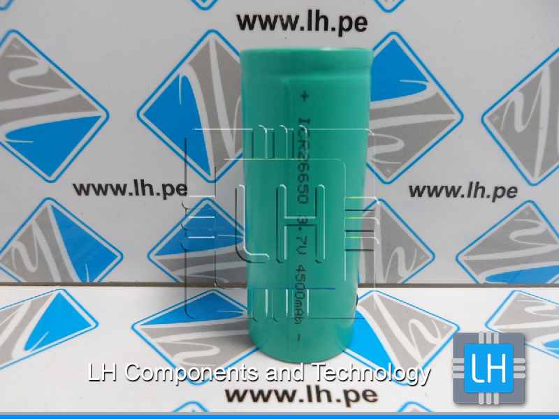 ICR26650       Batería Li-Ion 26650, 3.7V, 4500mAh, 26.6x69.6mm