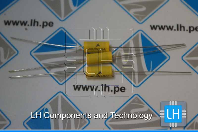 JFGC 0.22UF 250V            Condensador polipropileno axial 0.22uF, 250VDC, THT