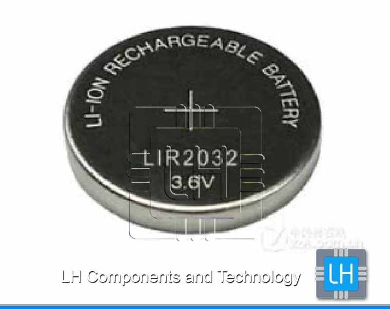 LIR2032              Batería de Li-ion de recargable 3.6V, 40mAh, 4330210772