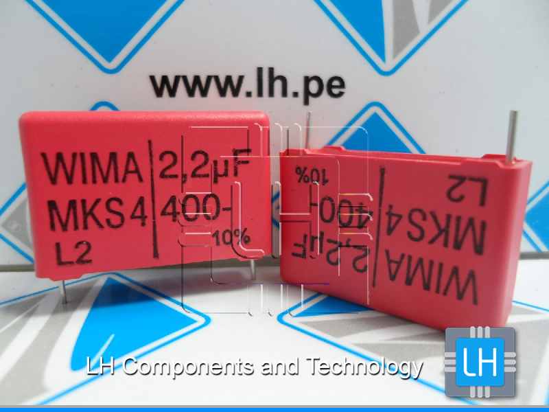 MKS4-2.2uF/400         Condensador de polipropileno 2.2uF, 200VCA, 400VDC, 27.5mm