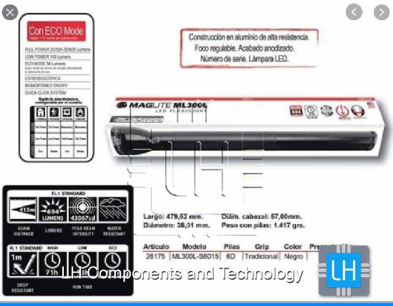 ML300L-S6015            Linterna 6 D-Cell LED Flashlight (Black)