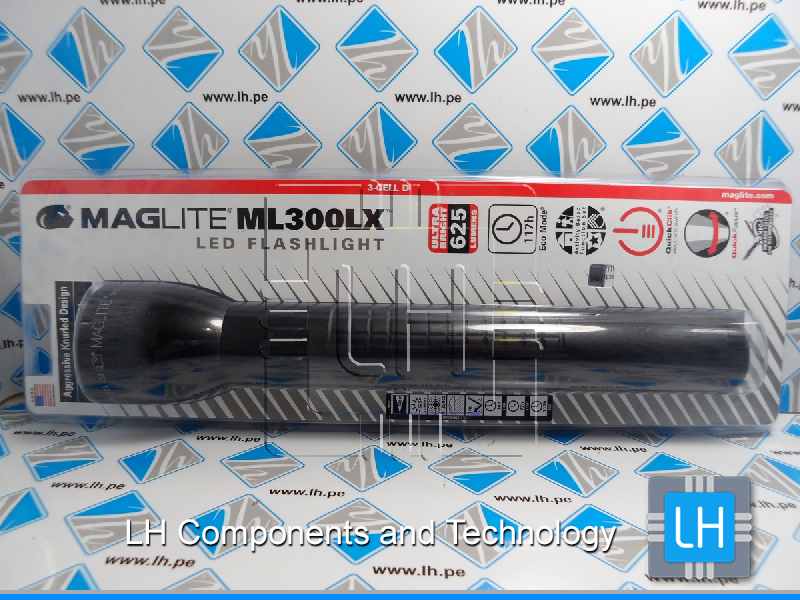 ML300LX-S3CC6 150-000-303  Linterna Maglite LED de 3ra Generación 625 / 143 / 58 Lumen 3-Cell D Color Negro