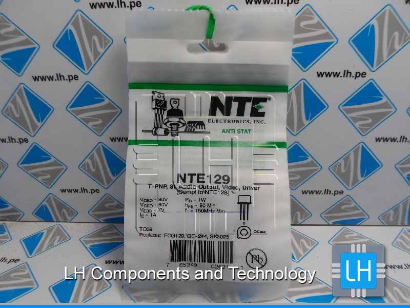 NTE129       Transistor; Bipolar; Silicio; PNP; Amplificador; Conductor; Interruptor; VCEO 80V; IC 1A; Paladio 1.25W