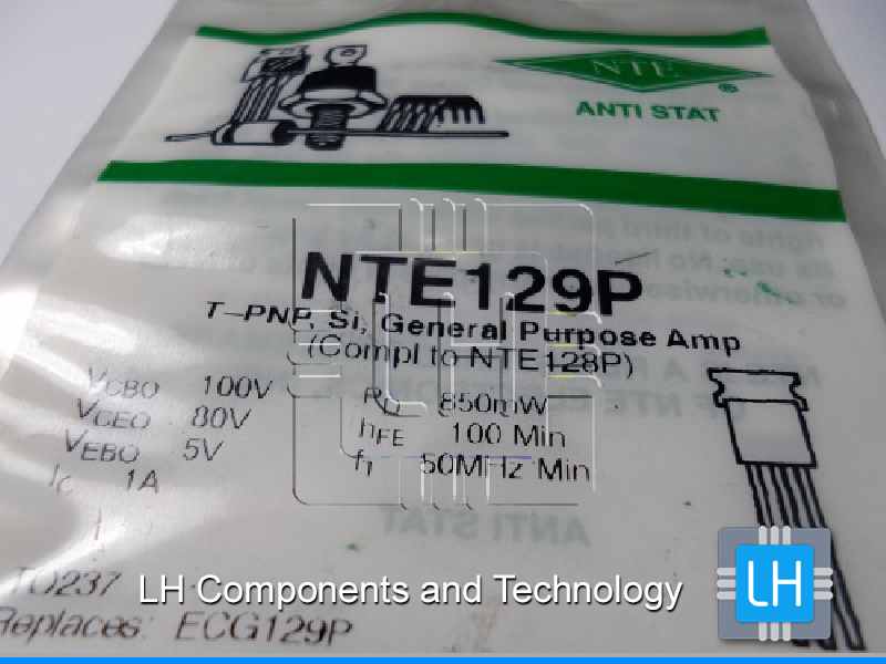 NTE129P   TRANSISTOR PNP SILICON 100V IC= 1A TO. NTE Electronics