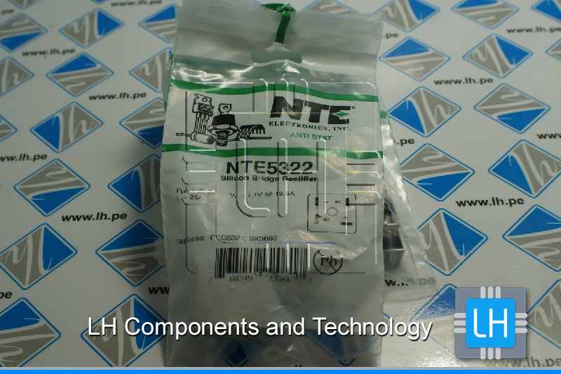 NTE5322            Diodo puente rectificador, monofásico, 200V, 25A, THT