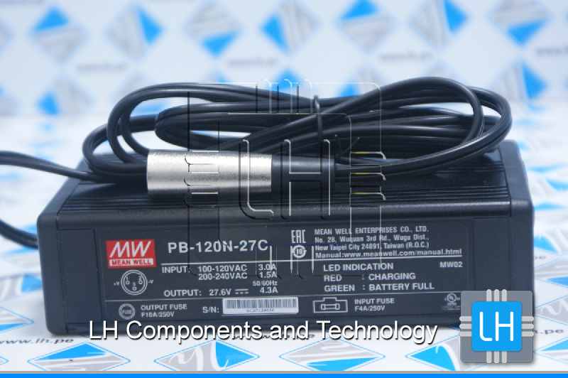 PB-120N-27C            Cargador para baterías de plomo-ácido, 4.3A, 27.6VDC