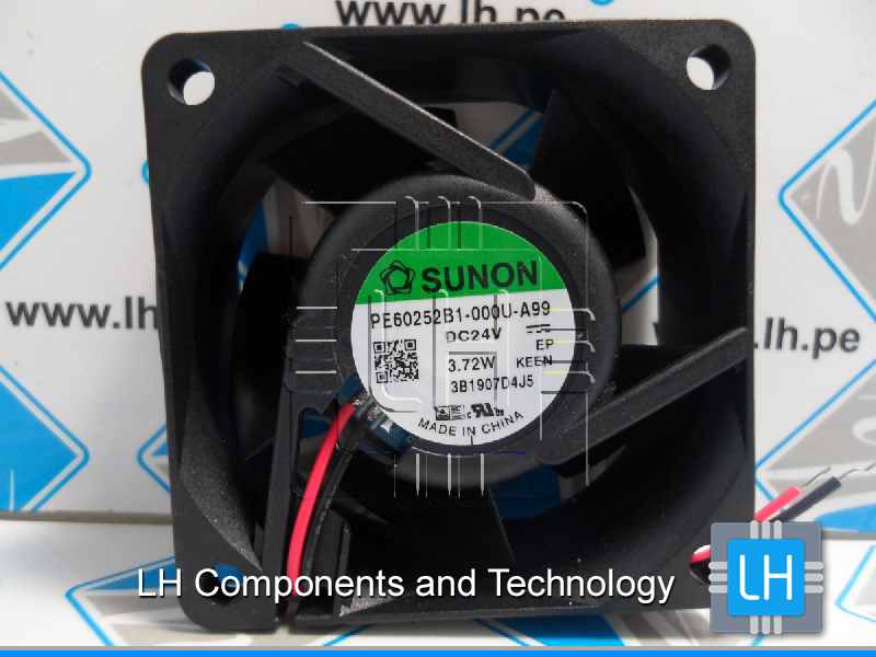 PE60252B1-000U-A99          Ventilador CC axial 24VDC, 60x60x25mm, 61.16m3/h, 44dBA, 26AWG.