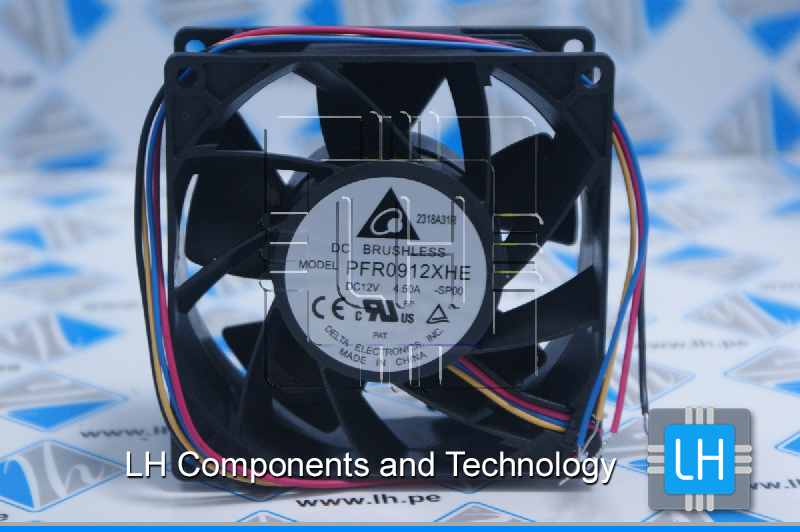 PFR0912XHE-SP00                Ventiladores tangenciales CC Fan, 92x38mm, 12VDC, 185.66CFM, 44.4W, 3.7A, 71dBA, Ball, 4-Leads, Tach/PWM