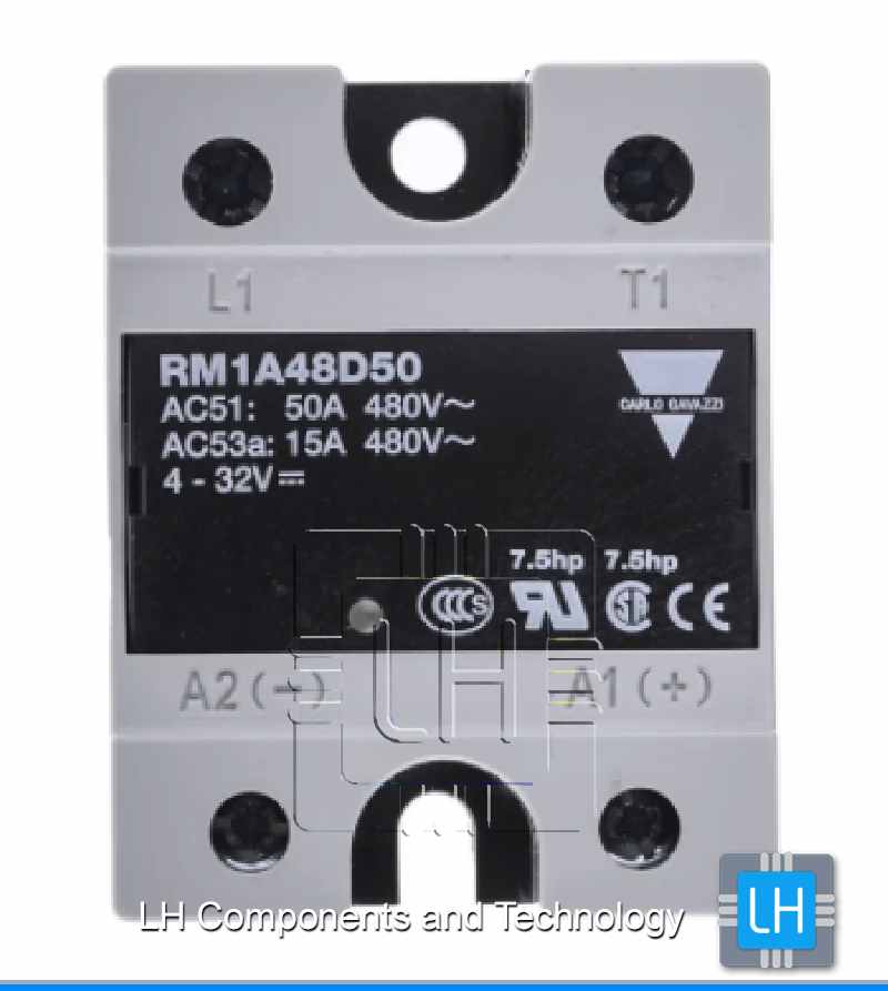 RM1A48D50              Relé semiconductor 4-32VDC, 50A, 42-530VAC, monofásica