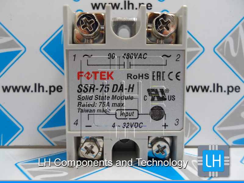 SSR-75DA-H       Relay Estado Sólido 75A, 3~32VDC, 90~480VAC