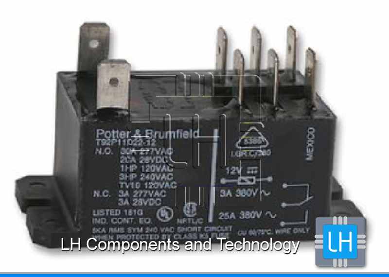 T92P11D22-24             Relay DPDT 24VDC, Espiral, Montaje de chasis, 2 Forma C