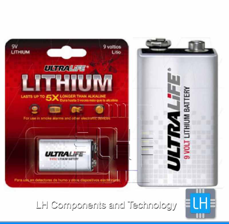 U9VLJPBP   Batería Lithium 9V, Para uso en detectores de humo y otros dispositivos electrónicos, Dura hasta 5 veces más que la alcalina.