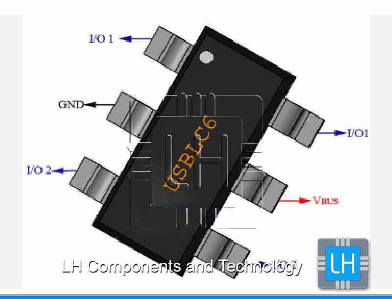 USBLC6-2P6             Diodo matriz TVS, 6V, bidireccional, SOT666