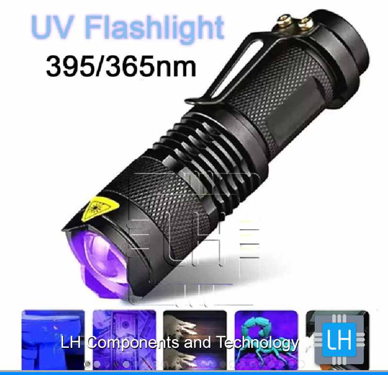 SK68 UV365 Táctica        Linterna táctica de luz UV de 365nm, luz negra uv, LED, portátil, mini detector de antorcha de mano para orine de: mascota de 370nm, identificación anti falsificación, curado de resina