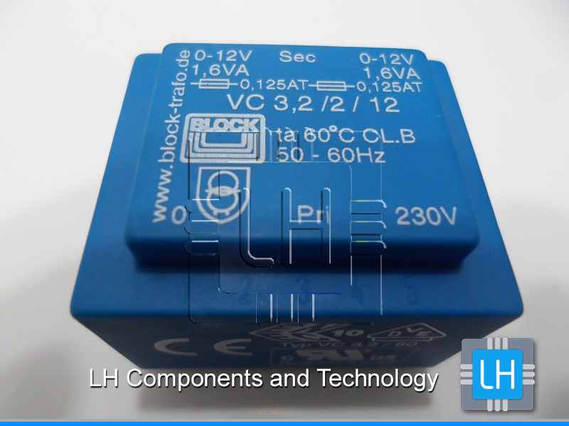 VC3.2/2/12  Transformador PCB mount transformer,3.2VA 2x0-12V o/