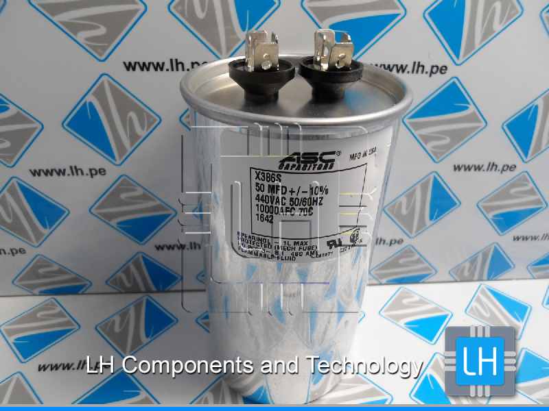 X386S-50-10-440       Capacitor metalizado 50 uF, Tol 10%, 440VAC